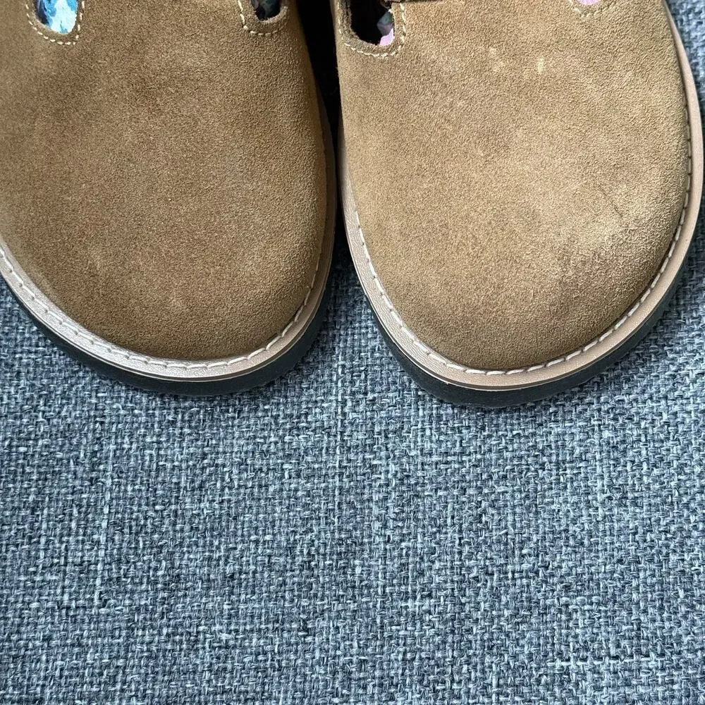 Vtg Y2K Mary Jane Comfort Shoes Leather Suede Double Buckle Size 10 Brown Loafer